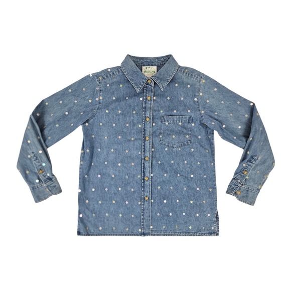 Quacker Factory Tops - Vintage Western Denim Top Blouse Button-Up Long Sleeve Embellished Women's S